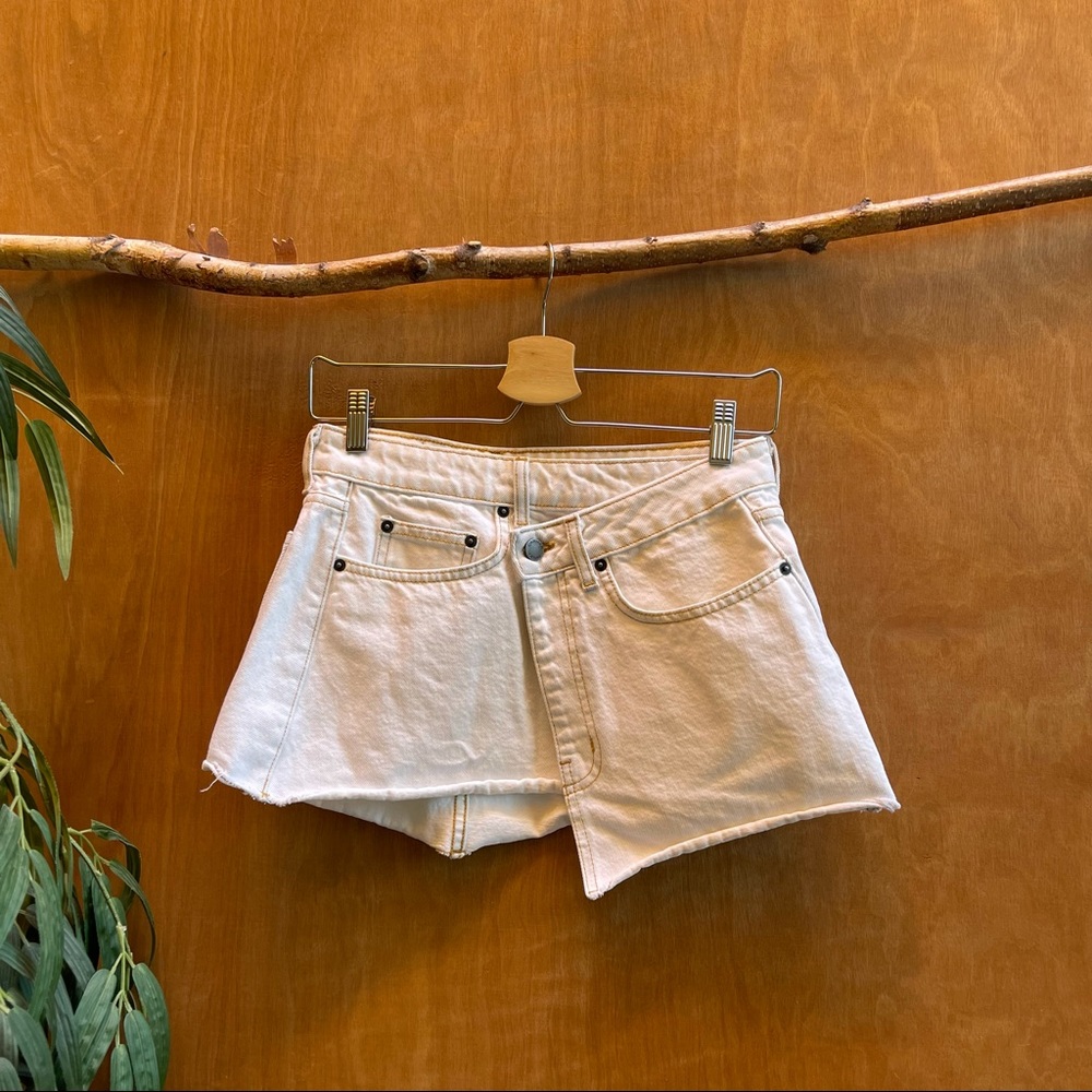 LF Carmar denim asymmetrical white mini skirt
